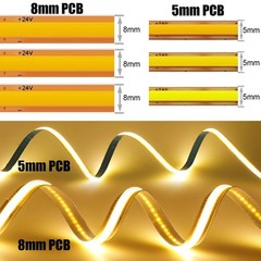 5mm 8mm COB LED Strip Light Free Cut 400LEDs Flexible Tape Linear Lighting