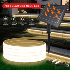 8-modes Solar COB Neon LED Strip Light Flex Lamp Garden Decor Waterproof Lights
