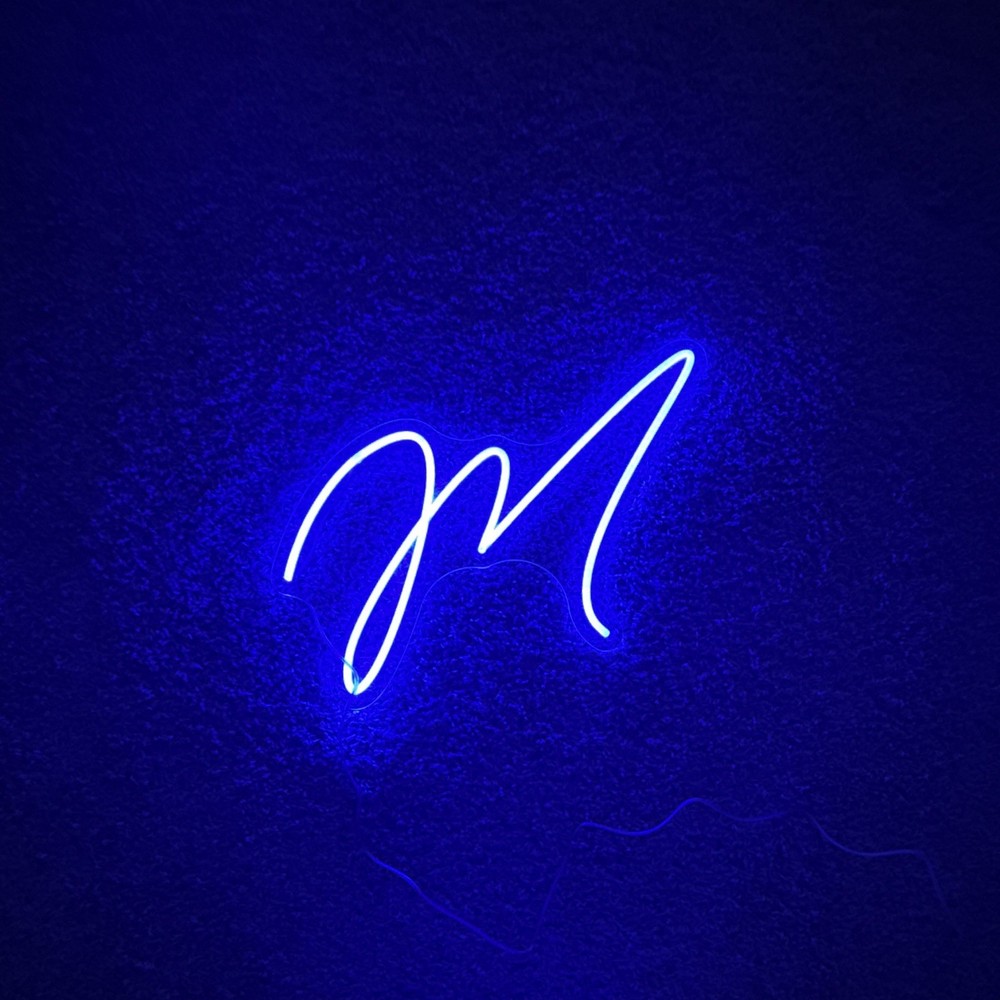 Blue LED Letter M Rope Light Sign, Wall Plug-In, Indoor, Clear Cord