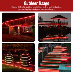 Red 16-Mode LED Strip Light, Outdoor Waterproof Connectable Lighting