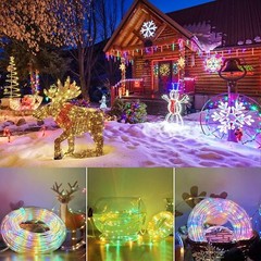 39FT Solar Rope Lights Outdoor Waterproof LED PVC Tube Fairy String Light Garden