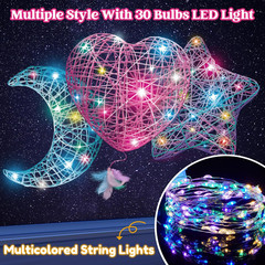 Klever Kits 3D String Art Kit for Kids, Light up String Light Toy with 30 Multi-