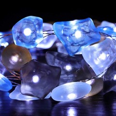 WSgift Sea Glass String Lights, Beach Theme Decorative Lights 19 Ft 40 LED USB P