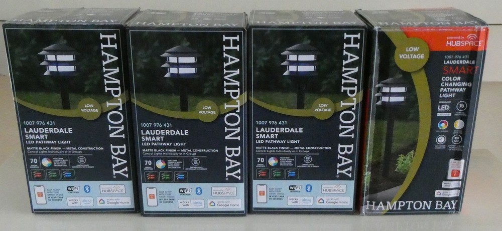 4 Pack Hampton Bay Lauderdale Smart LED Pathway Light Low Voltage
