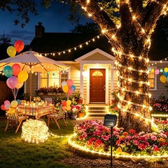 Solar LED Rope Lights Outdoor Waterproof Solar Powered String Lights Garden Pati
