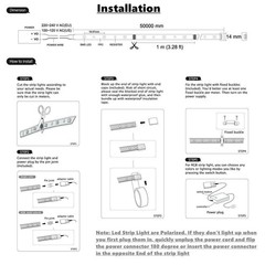 5050-60 Type AC 110-120V White LED Strip Lights, Flexible/Waterproof/Dimmable…
