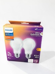 Philips Ultra Definition A19 LED Light Bulbs 4 Bulbs 75W 9W Dimmable Warm Glow