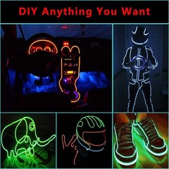 Neon LED Light Glow EL Wire String Strip Rope Decor for Car Party + Controller