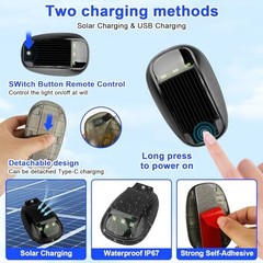 Wireless Solar Cab Lights for Truck, No Drill Cab Roof Top Marker Lights with