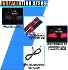 Universal Car LED Strip Light, USB Port Auto Interior Decorative USB, Red