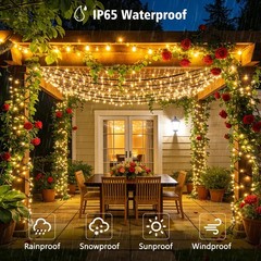 4 Pack Solar String Lights 132Ft LED Christmas Twinkle String Light Outdoor