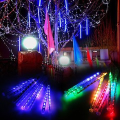 8 Tubes 192 LED Meteor Shower Rain Lights 11.8 inches Cascading Icicle Lights