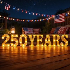 250th Anniversary Decorations – LED Sign Lights, Battery Powered, 4th of July Ho