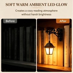 Library Lantern-Decorative Bookshelf Lighting, Miniature Hanging Shelf Lamp