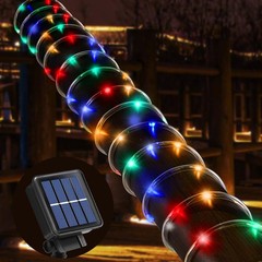 Solar String Lights with PVC Tube, 1 Pack, 33 Ft, 100 LED, Multi Color, 8 Mod…
