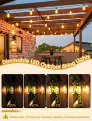 25FT Outdoor String Lights, Patio Lights with 10+1 LED Dimmable Waterproof Sh…