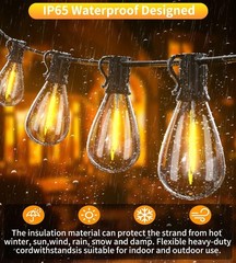 100FT Garden & Patio​ Outdoor LED String Lights Waterproof 2700K S14