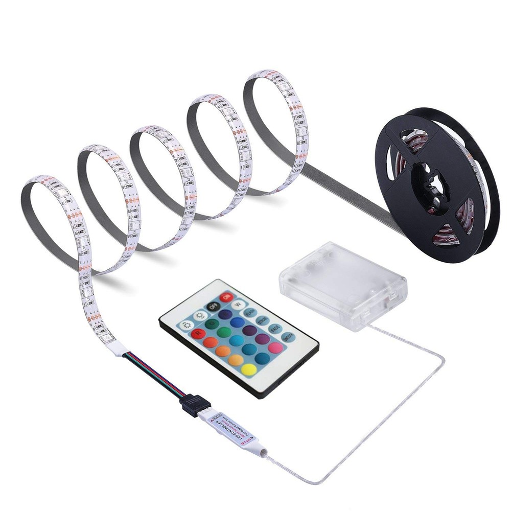 Battery Powered LED Strip Lights, 24Keys Remote Controlled, DIY Indoor and Ou…