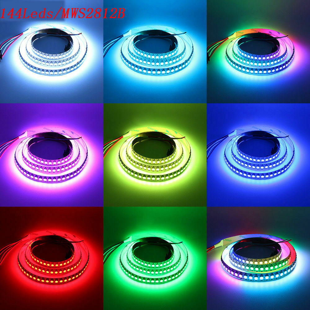 WS2812B 5V 5050 RGB LED Strip 1-5M 30 60 144 150 300 Leds Individual Addressable