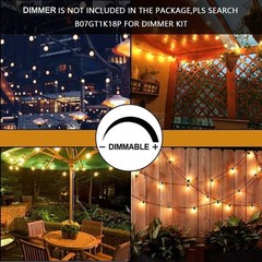 25FT Outdoor String Lights Waterproof S14 LED Bulbs Dimmable Patio Decor