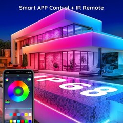 100Ft Outdoor RGB LED Strip Lights IP68 Waterproof Music Sync w/ App Remote