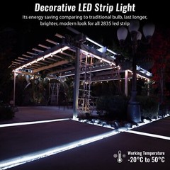 Cool White 16-Mode LED Strip Light, Outdoor Waterproof Connectable Lighting
