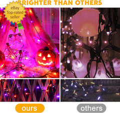 300 LED Halloween Lights Waterproof,99 FT String Lights with Timer | Purple & Or