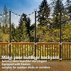 10Ft String Light Poles 4 Pack, for Outside Lights, Metal Stand, Patio Backyard