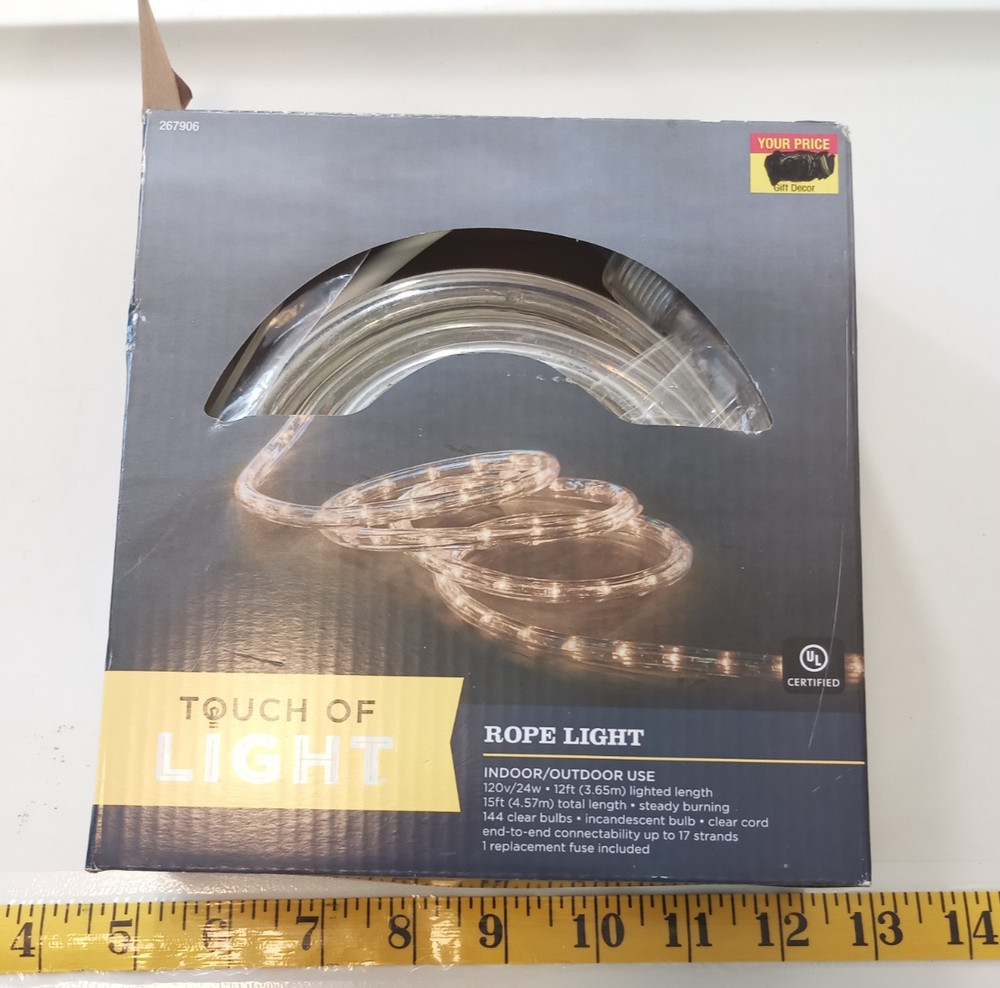 Led rope light 15ft clear lights in box