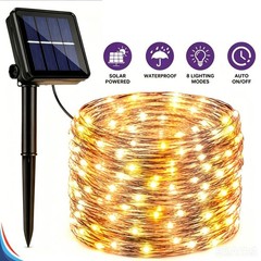 Waterproof Fairy Solar Lights Outdoor String 100-300LED Yard 8-Lighting RGB