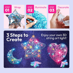 3D String Art Kit for Kids, Light up String Light Toy with 30 Multi-Colored LED
