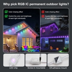 150FT RGB+IC Eave Permanent Outdoor Lights Smart 90 LED Strip Light w Remote APP