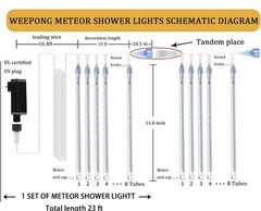 Meteor Shower Lights Outdoor Christmas Lights UL Certified Falling Rain Drop …