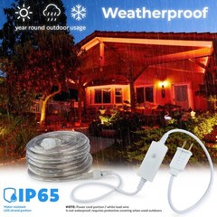 Orange 8-Mode LED Outdoor Waterproof Rope Light 10′ 25′ 50′ 100′ 150′ 300’ft