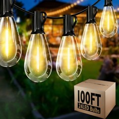 100FT Commercial Grade Outdoor LED String Lights High Voltage Waterproof 2700K