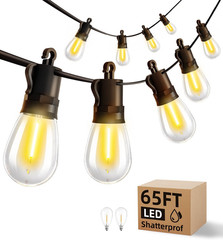 Waterproof Remote Dimmable Outdoor LED String Lights Patio/Porch Plastic Bulb