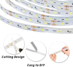 White LED Strip Lights, 20Ft Dimmable Super Bright 6500K Leds Lights