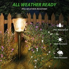 XMCOSY+ Solar Pathway Lights Outdoor, 10/25 LM in 2 Lighting Modes, Glass Sta…