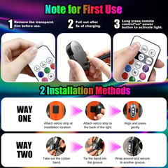 Wireless LED Lights for Car, High-Brightness Wireless Rock Lights with 8 Colors