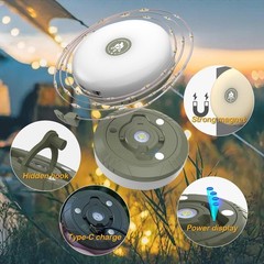 2Pack 4IN1 Portable Camping String USB Lights Rechargeable waterproof Tent Lamps