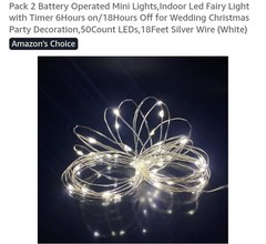 Pack 2 Battery Operated Mini Lights,Indoor Led Fairy Light with Timer 6Hours B37