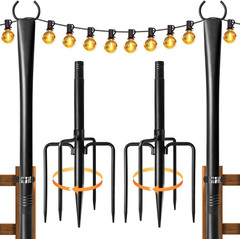 4 Pack String Light Poles for Outside, Thickened Metal Christmas Lights Hanger P