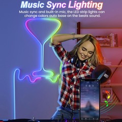 16.4FT Neon Rope Lights,RGB LED Strip Lights,App Control,IR Remote,Music Syncing