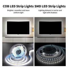 16.4FT/5M COB LED Strip Light, Cold White 6000K Cuttable LED Tape Lights, 8mm…