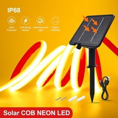 8-modes Solar COB Neon LED Strip Light Flex Lamp Garden Decor Waterproof Lights