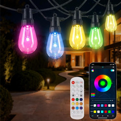 Smart Outdoor String Lights, 50FT RGB Color Changing Patio Lights with Timer, 21