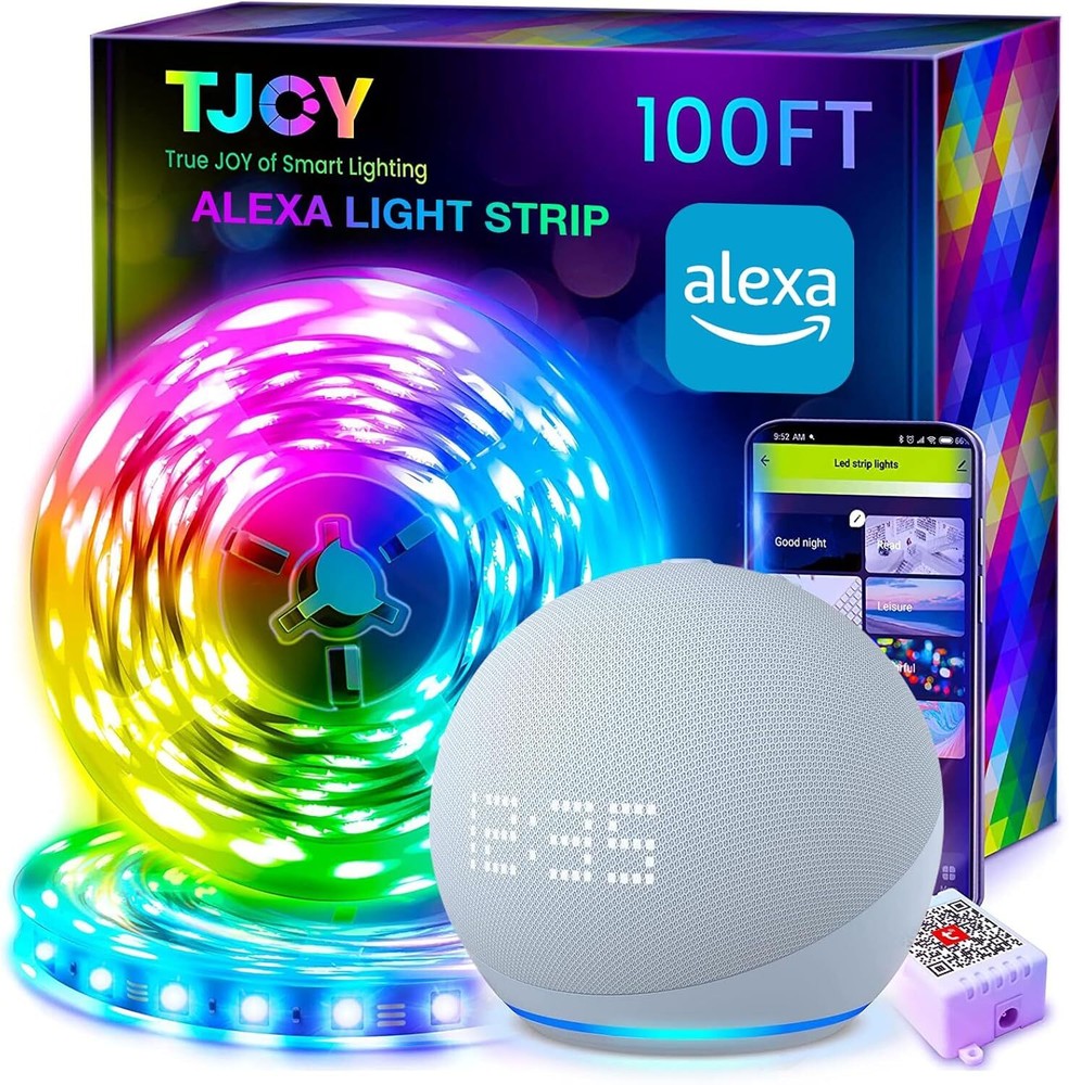 100ft Multicolor LED Strip Lights Music Sync Smart App Voice Control 16M Colors