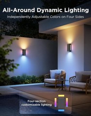 Outdoor UpDown Wall Light, 2 Pack, 1200LM RGBICWW Smart Porch Lights | 64 Scene