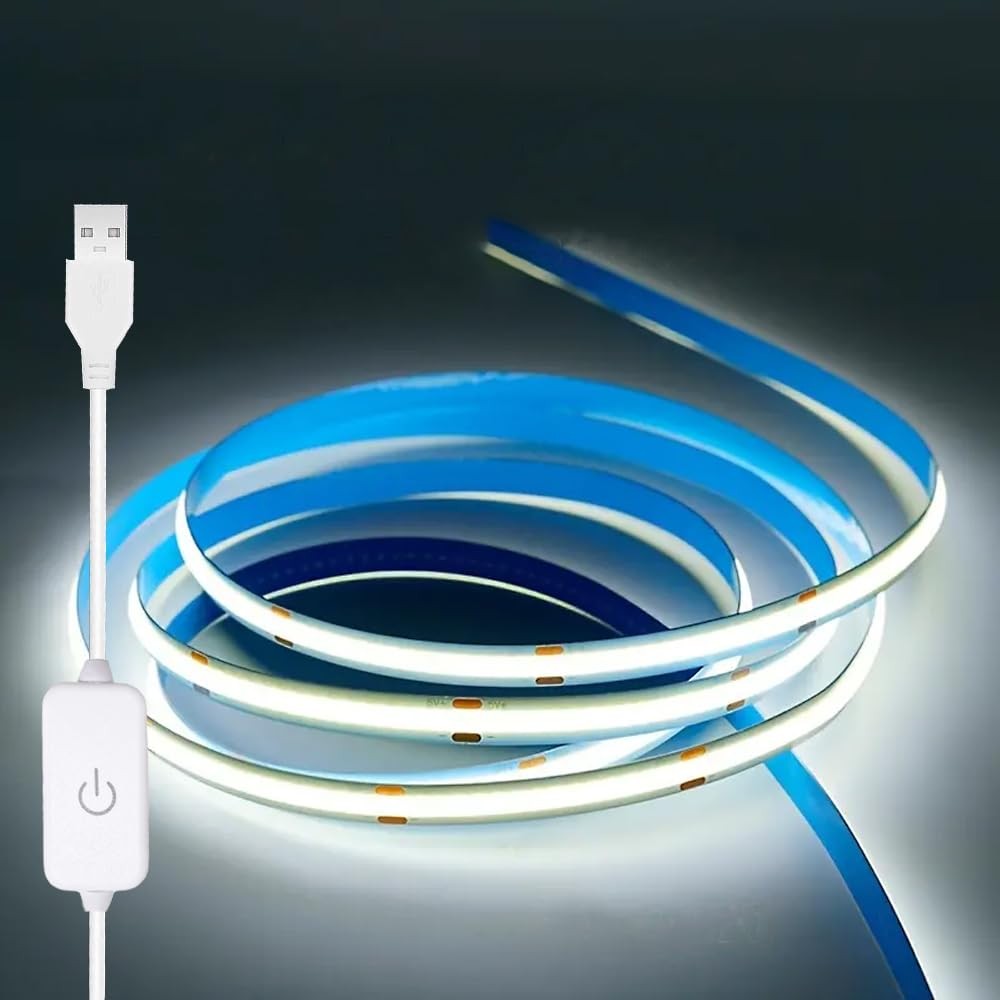 ZSLAIFU A 5V USB LED Light Strip, COB LED Strip Lights, White 5V LED Lights, Sma