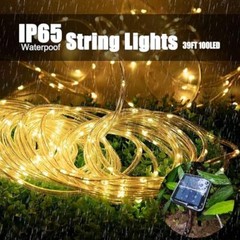 Solar Rope Light Waterproof IP65 39FT 100LEDs Outdoor LED 100 LED Warm White